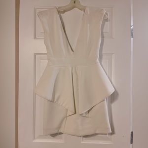 Aqua white mid dress